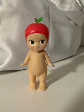 Red Apple Head Vintage-Style Doll Figurine